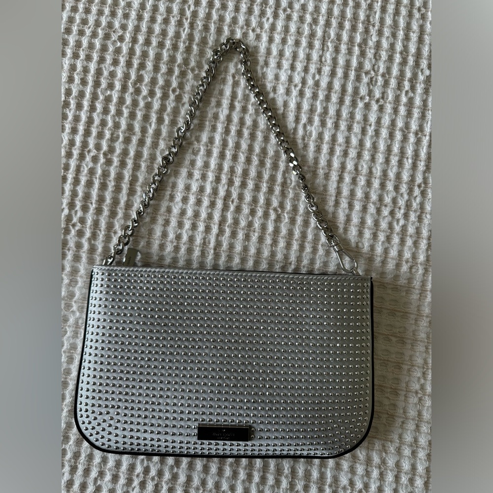 Kate Spade Silver Studded Clutch with Chain Strap